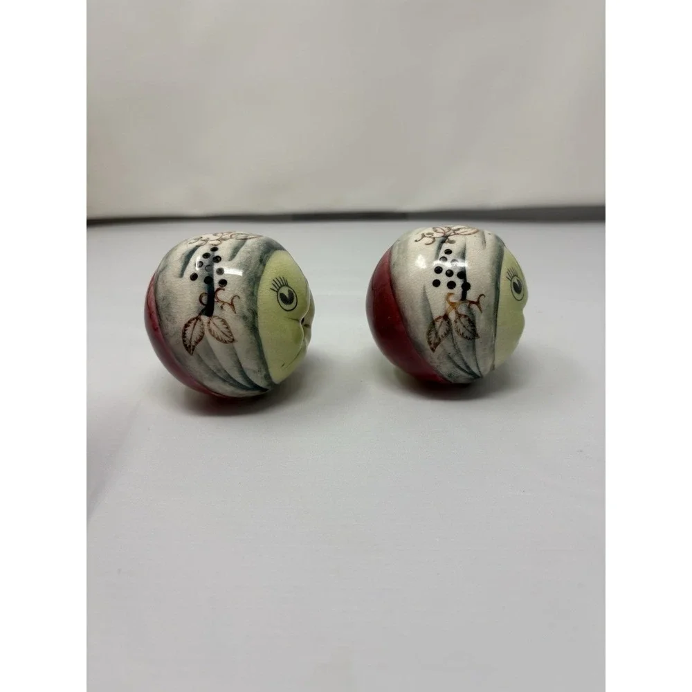 Vintage Anamorphic Fruit Heads Salt And Pepper Shakers Japan